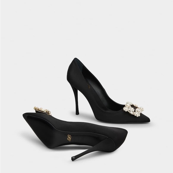 Roger Vivier Strass Buckle Pumps in Satin - Picture 4 of 14